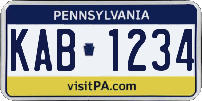 PA license plate KAB1234