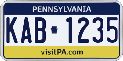 PA license plate KAB1235