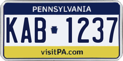 PA license plate KAB1237