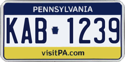 PA license plate KAB1239