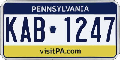 PA license plate KAB1247