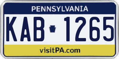 PA license plate KAB1265