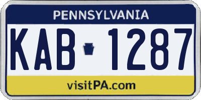PA license plate KAB1287
