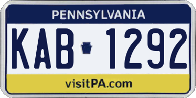 PA license plate KAB1292