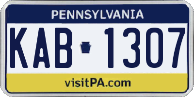 PA license plate KAB1307