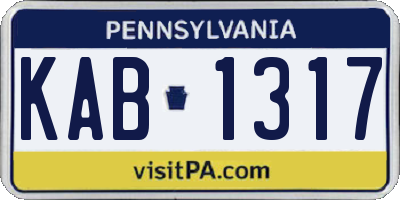 PA license plate KAB1317