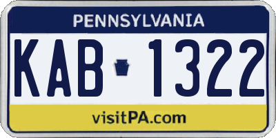 PA license plate KAB1322