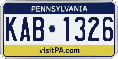 PA license plate KAB1326