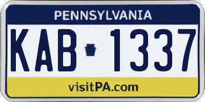 PA license plate KAB1337