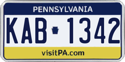 PA license plate KAB1342