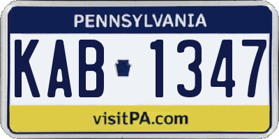 PA license plate KAB1347