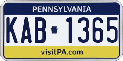 PA license plate KAB1365