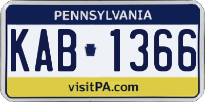 PA license plate KAB1366