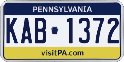 PA license plate KAB1372