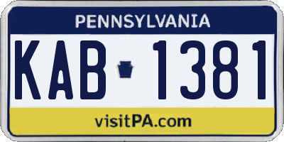 PA license plate KAB1381