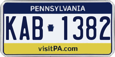 PA license plate KAB1382