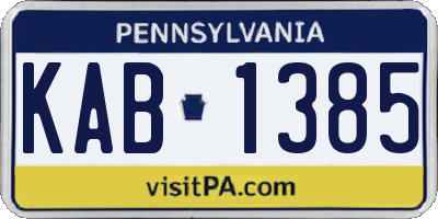 PA license plate KAB1385