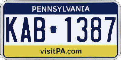 PA license plate KAB1387