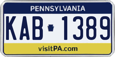 PA license plate KAB1389