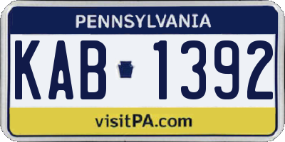 PA license plate KAB1392