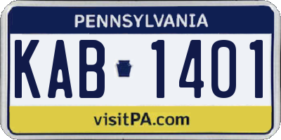 PA license plate KAB1401