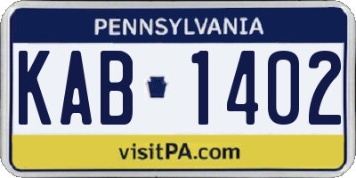 PA license plate KAB1402
