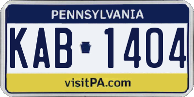 PA license plate KAB1404