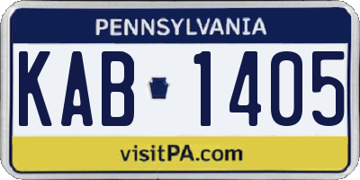 PA license plate KAB1405