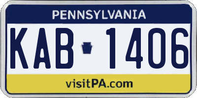PA license plate KAB1406