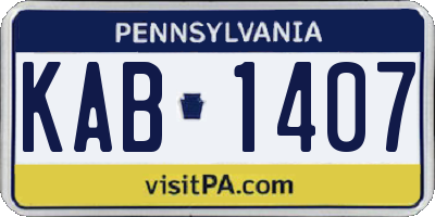 PA license plate KAB1407