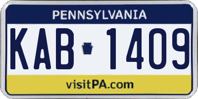 PA license plate KAB1409