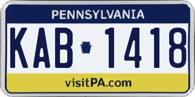 PA license plate KAB1418