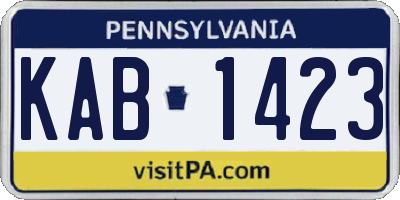 PA license plate KAB1423