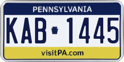 PA license plate KAB1445