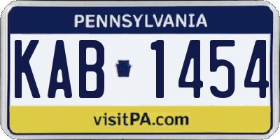 PA license plate KAB1454