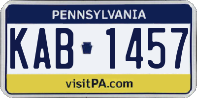 PA license plate KAB1457