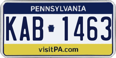 PA license plate KAB1463