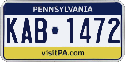 PA license plate KAB1472