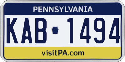 PA license plate KAB1494