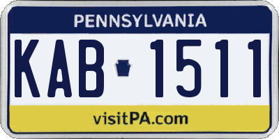 PA license plate KAB1511
