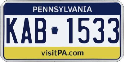 PA license plate KAB1533