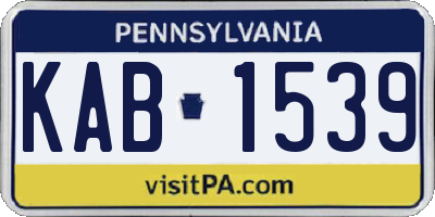 PA license plate KAB1539