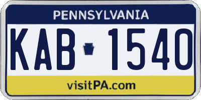 PA license plate KAB1540