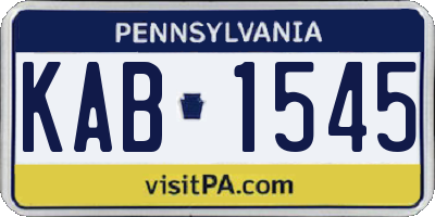 PA license plate KAB1545