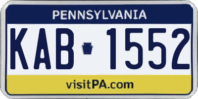 PA license plate KAB1552