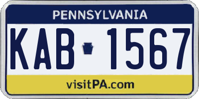PA license plate KAB1567