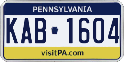 PA license plate KAB1604