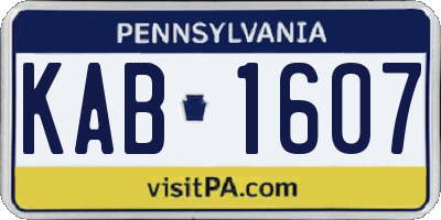 PA license plate KAB1607