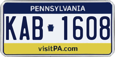PA license plate KAB1608