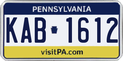 PA license plate KAB1612